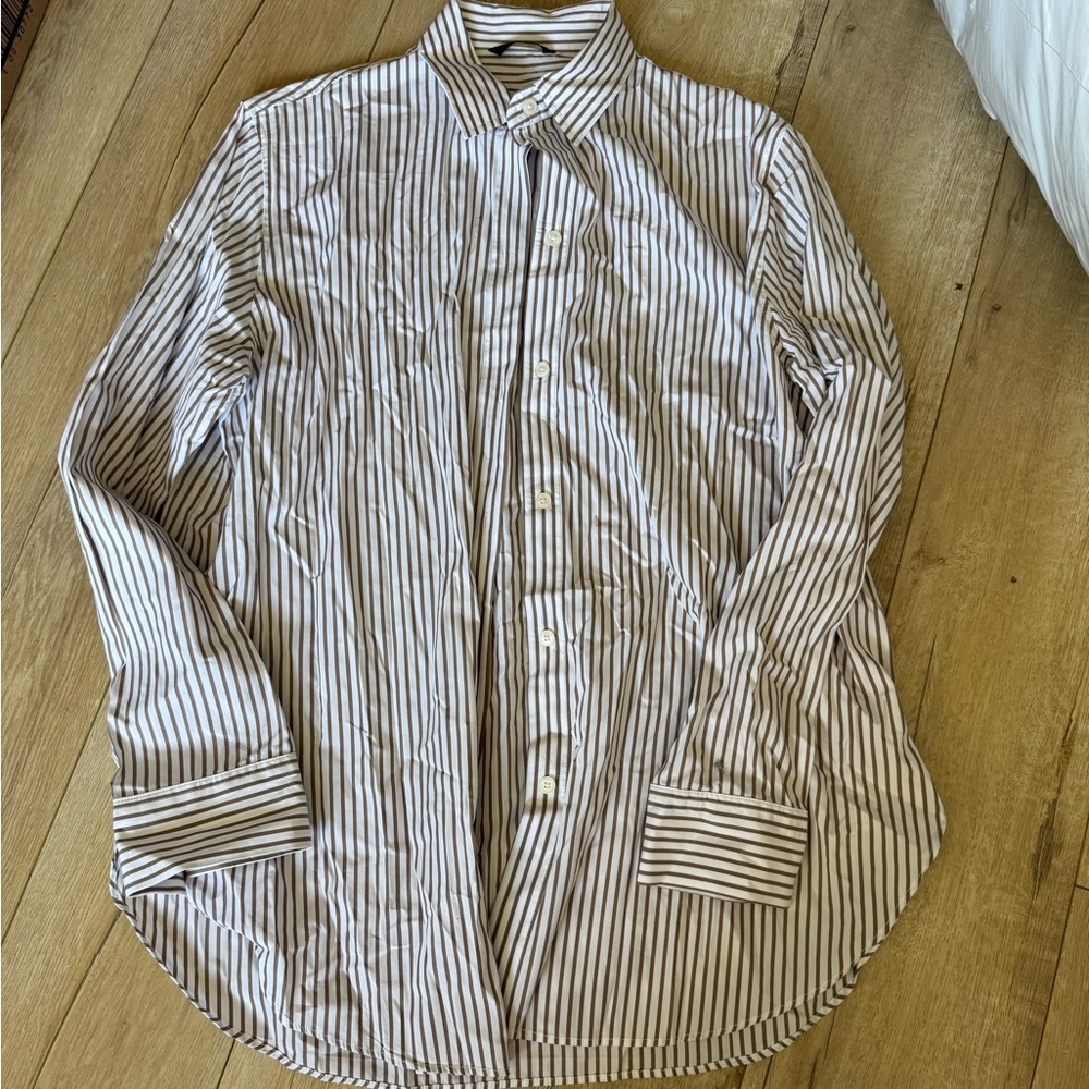 Massimo Dutti Black and White Striped Dress Shirt